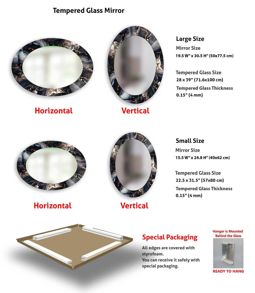 Black Entryway Oval Wall Mirror - MyPhotoStation