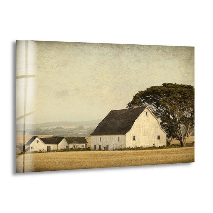 Rustic Farmstead Charm – Vintage Countryside Barn Glass Wall Art - MyPhotoStation
