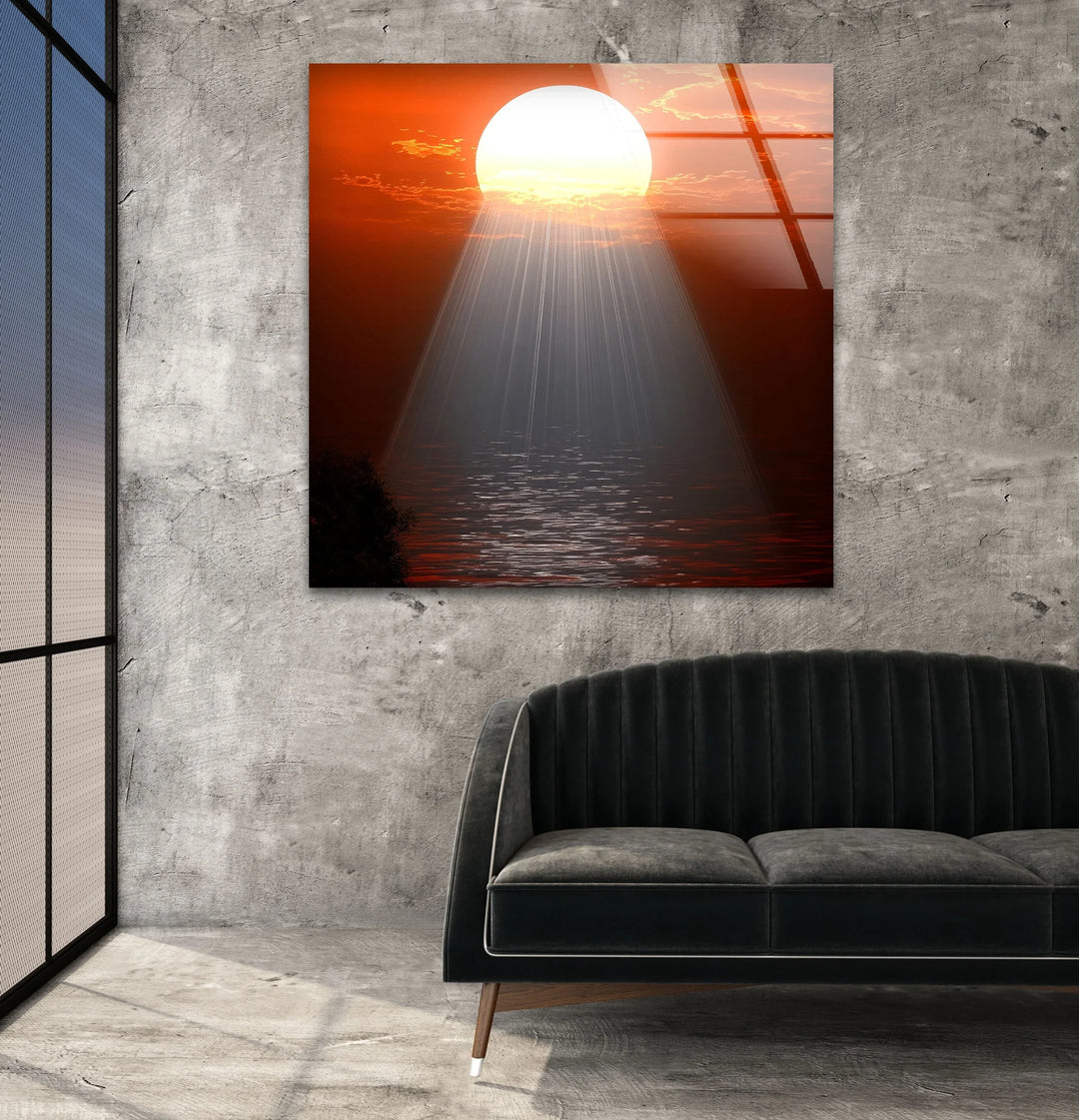 Sunset or Morning Light Red Glass Wall Art Glass Printing Wall Art, Print photos on glass