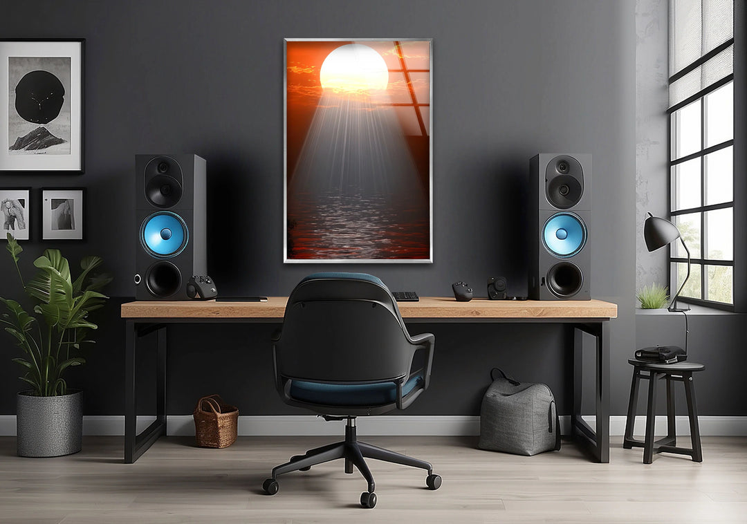 Sunset or Morning Light Red Glass Wall Art glass pictures for Wall, glass prints wall art