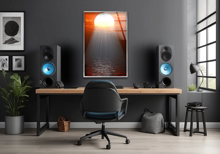 Sunset or Morning Light Red Glass Wall Art glass pictures for Wall, glass prints wall art