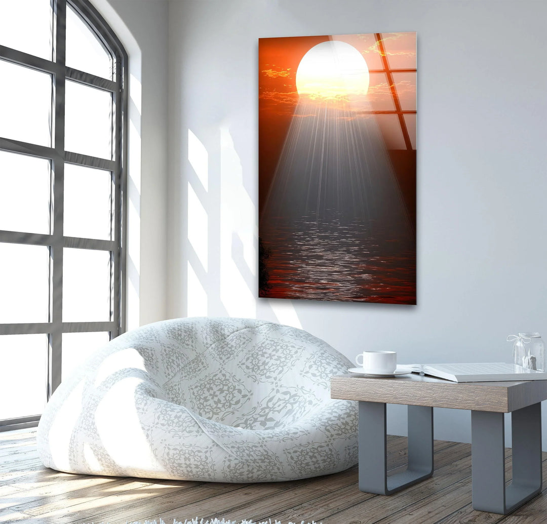 Sunset or Morning Light Red Glass Wall Art custom glass photo prints, large glass prints