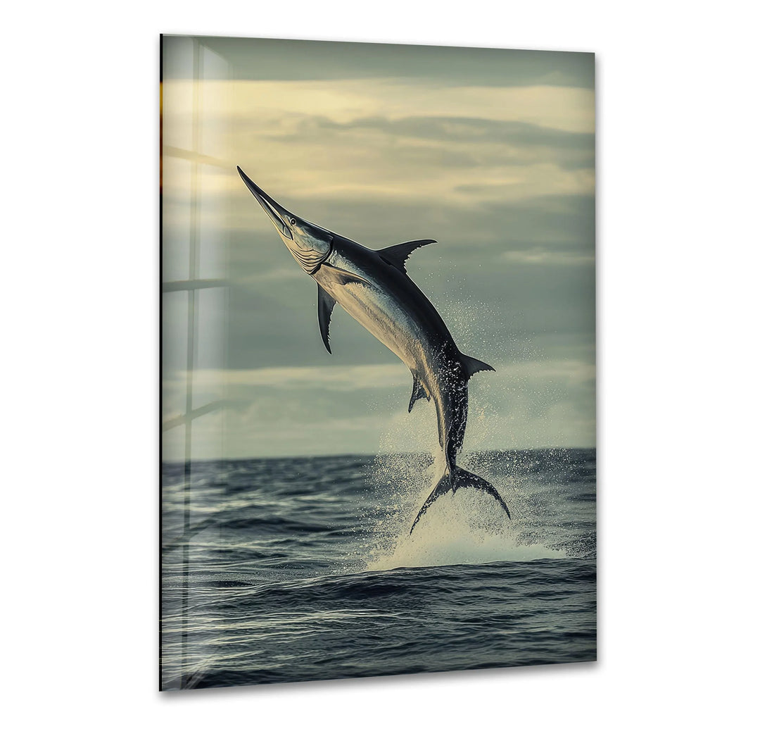 Beauty Swordfish Glass Wall Art custom glass pictures, glass art prints