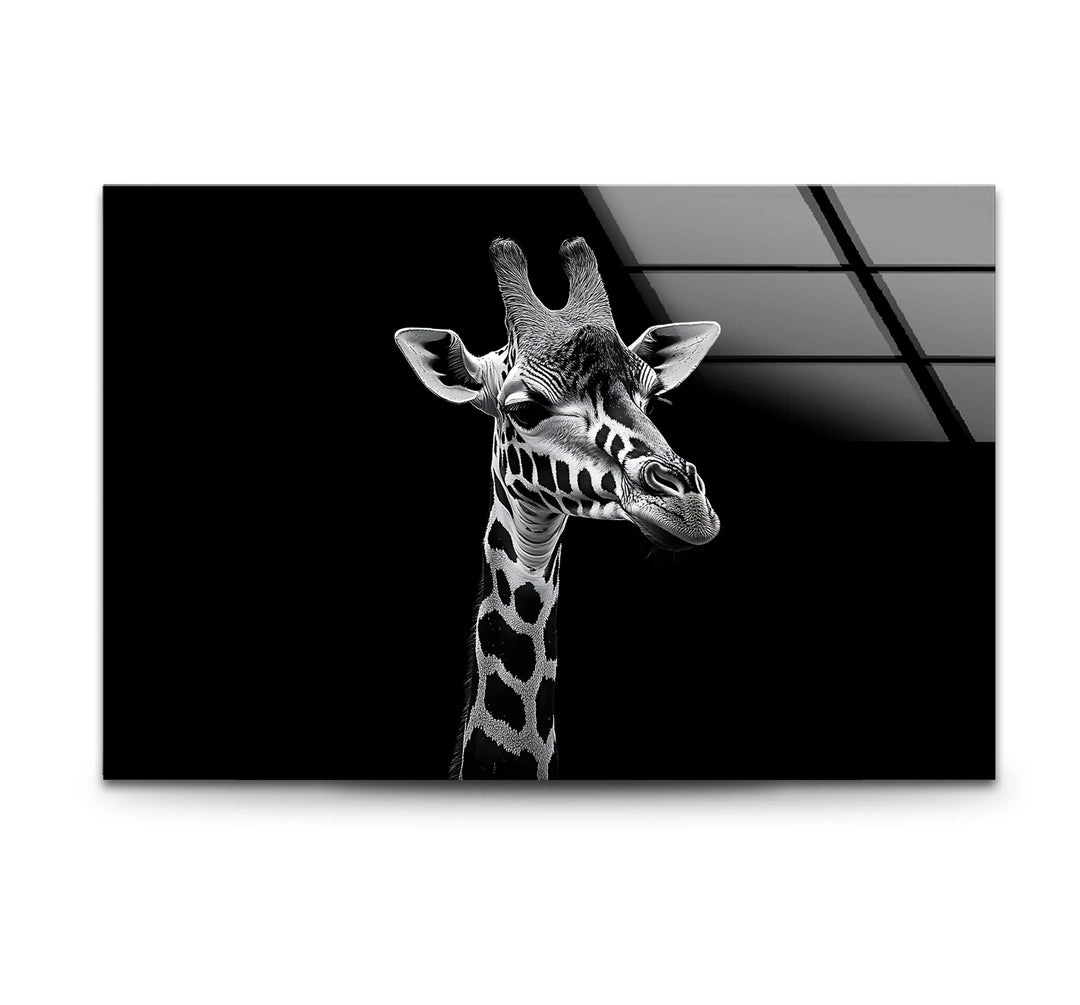 Black and white art featuring a stunning photo of a giraffe with intricate details