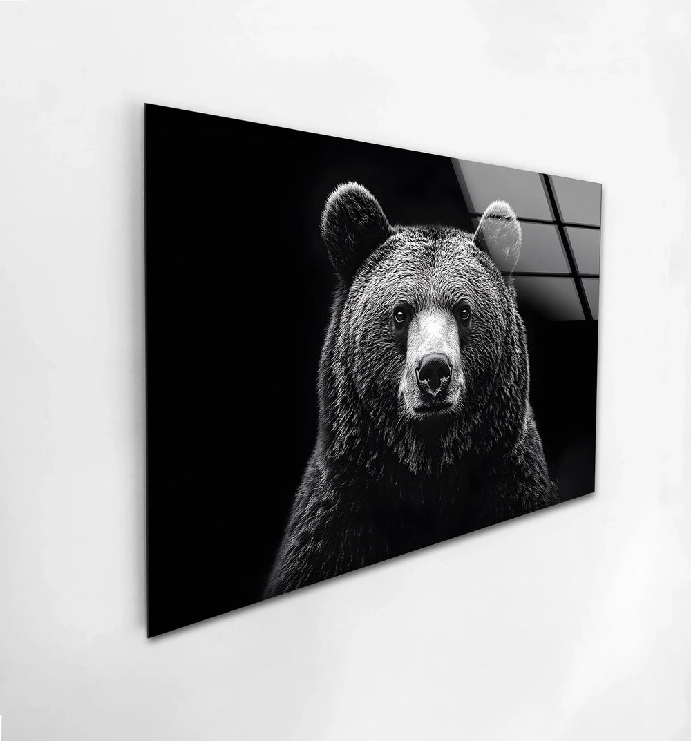 Powerful black-and-white bear wall art, perfect for adding strength and elegance to your space.