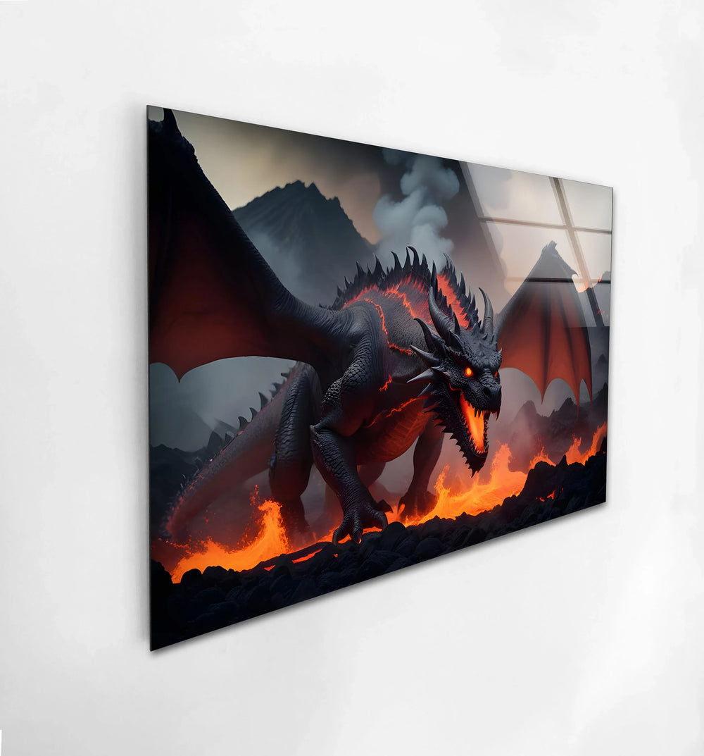 Mighty dragon in full roar, its fiery breath consuming everything in its path.