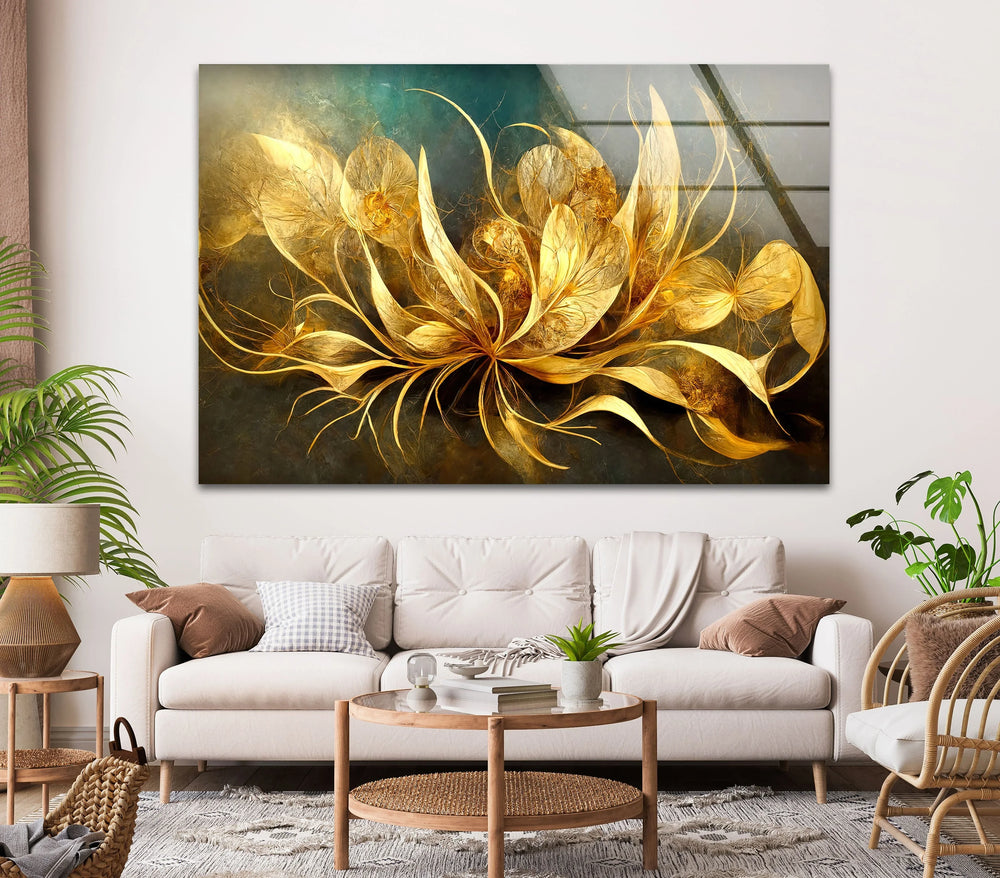 Brown & Beige Flower Glass Wall Art glass wall decor, glass wall art decor