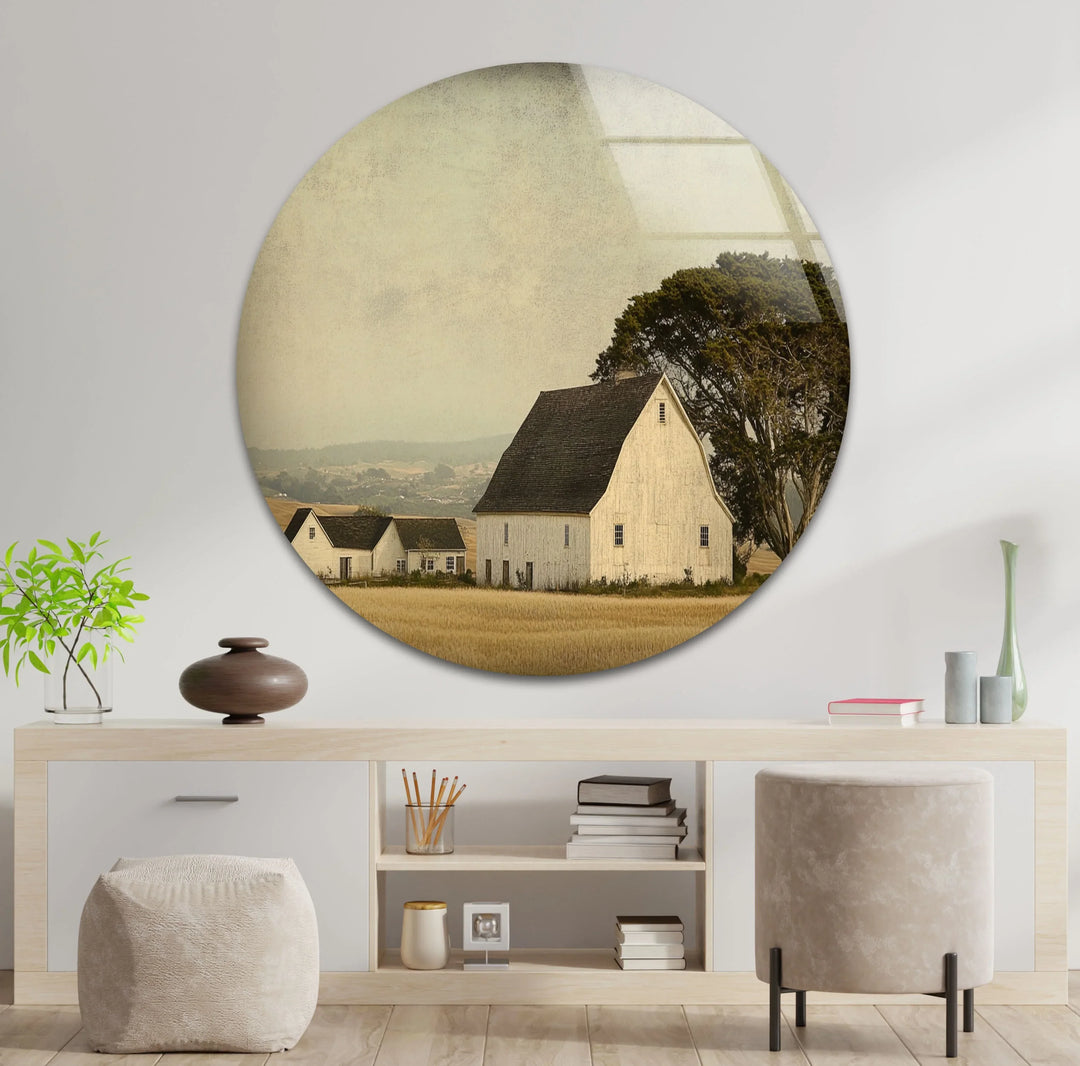 Rustic Farmstead Charm – Vintage Countryside Barn Glass Wall Art - MyPhotoStation