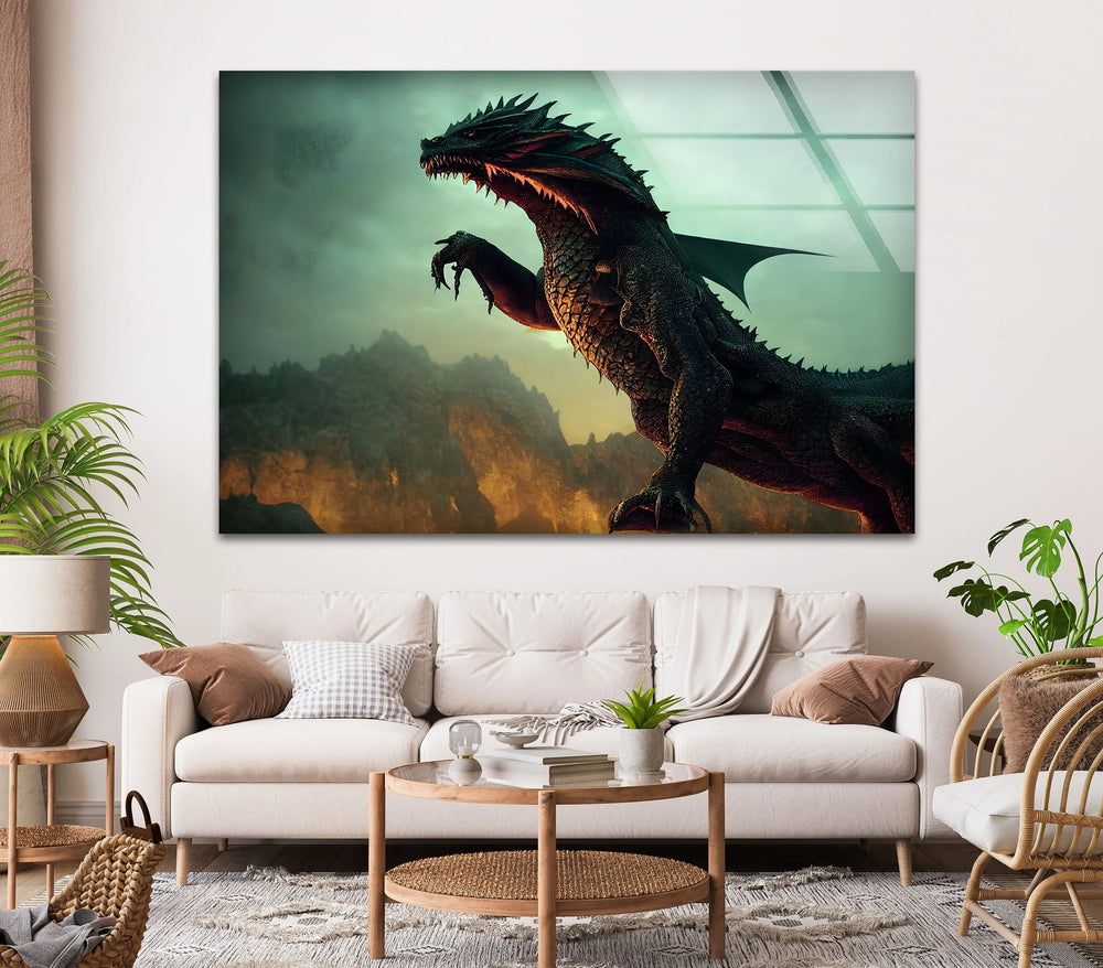 Fierce dragon roaring amidst flames, bringing a fiery explosion of power and mystique.