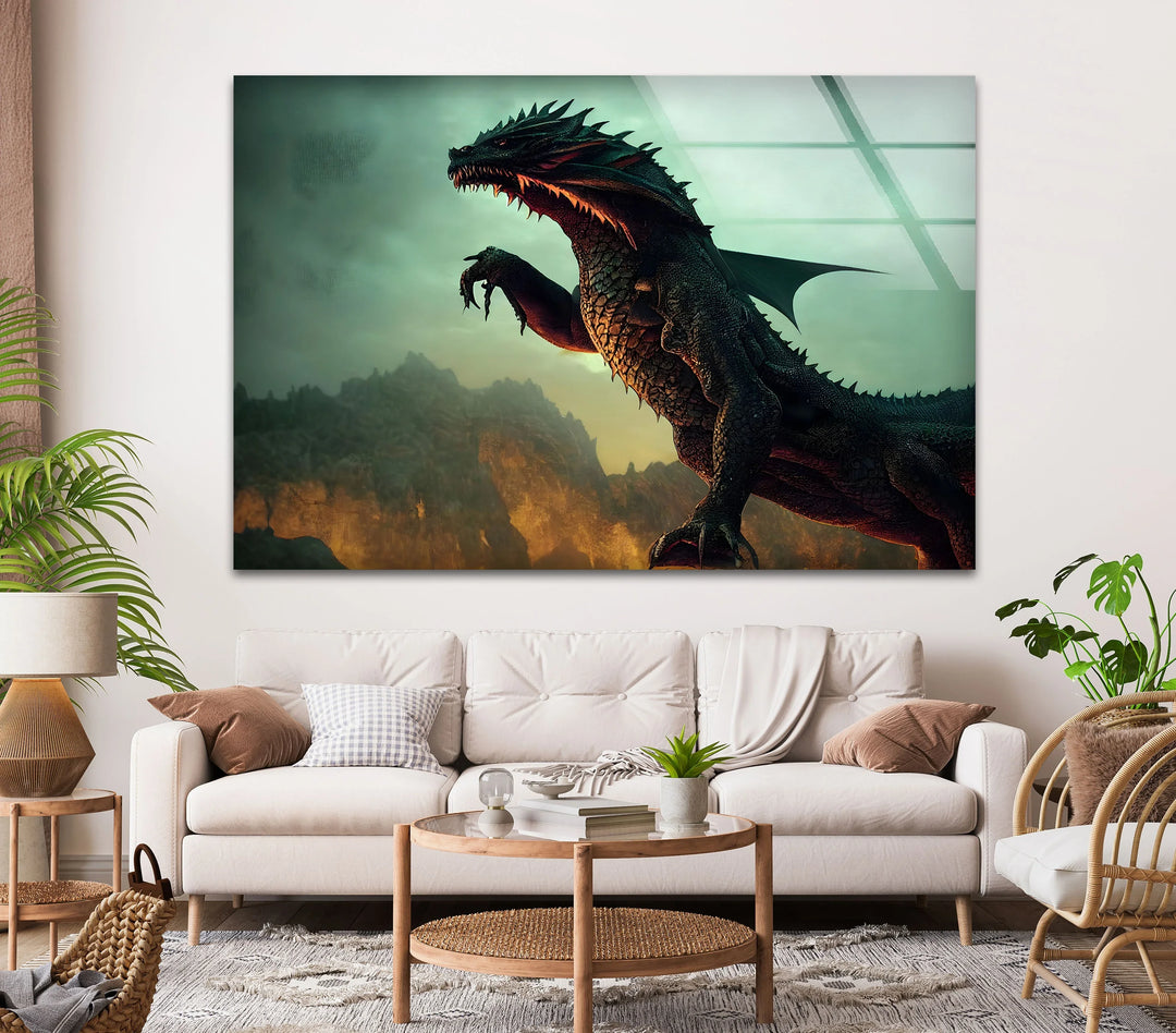 Fierce dragon roaring amidst flames, bringing a fiery explosion of power and mystique.