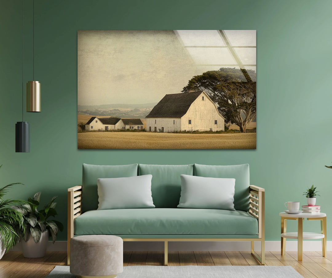 Rustic Farmstead Charm – Vintage Countryside Barn Glass Wall Art - MyPhotoStation
