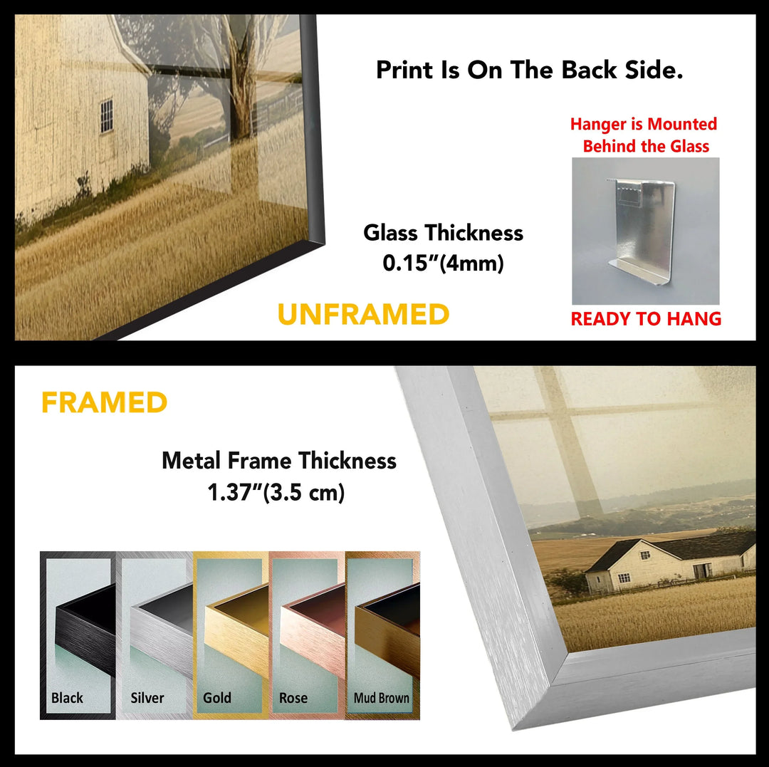Rustic Farmstead Charm – Vintage Countryside Barn Glass Wall Art - MyPhotoStation