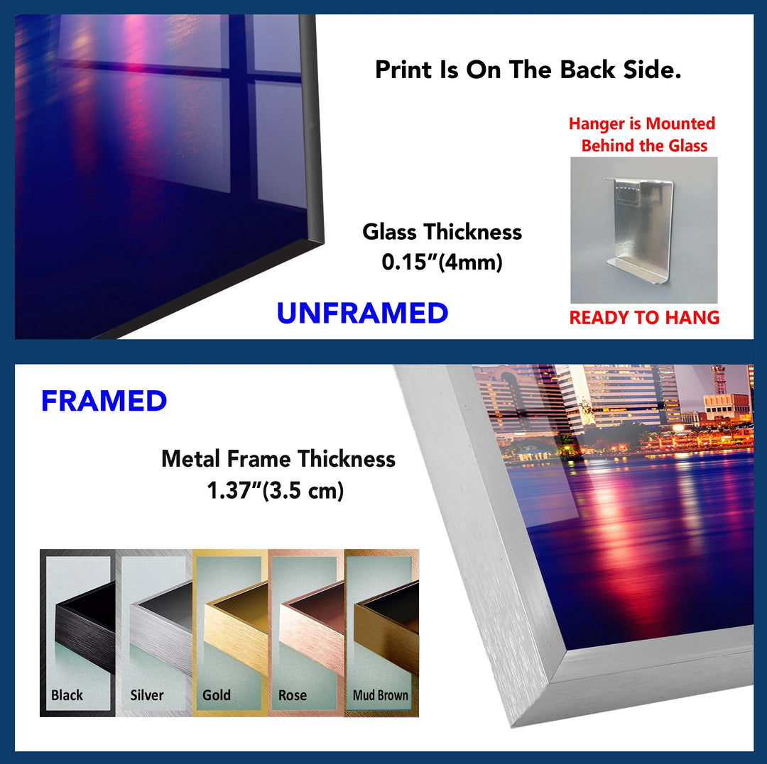 Jacksonville Skyline Glass Wall Art – Stunning View of Florida’s Iconic Downtown at Night - MyPhotoStation