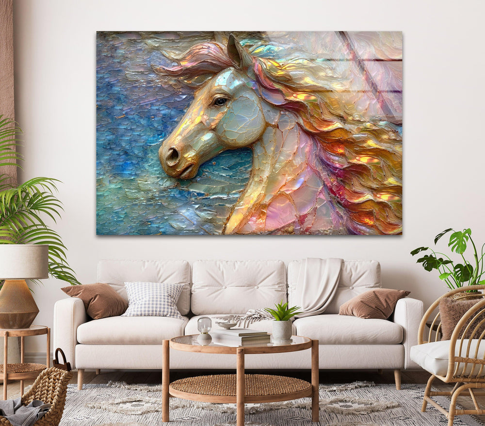 Shiny Unicorn Glass Wall Art custom glass photo prints, large glass prints