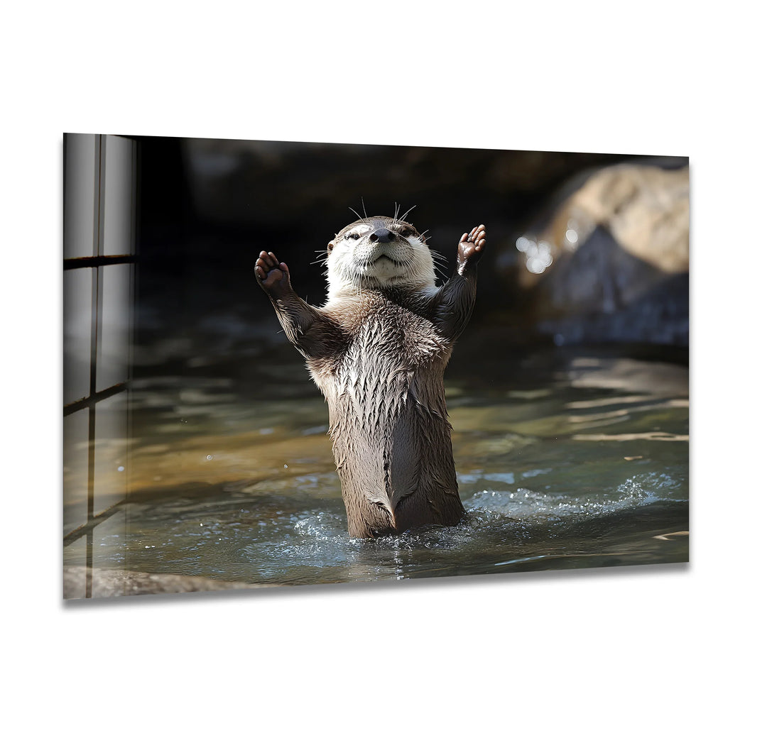 Wet Otter Glass Wall Art glass image printing, glass prints from photos