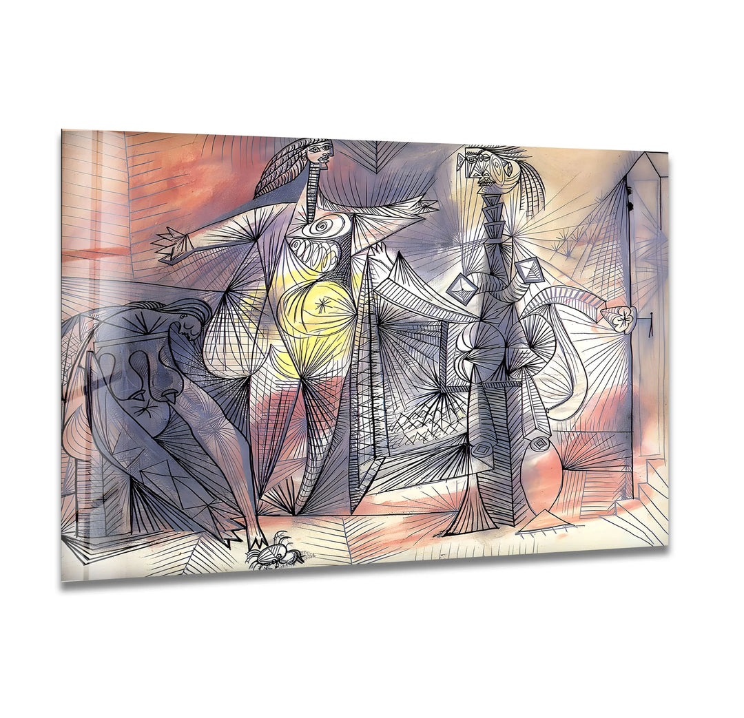 Bathers With Crab by Pablo Picasso Glass Wall Art - MyPhotoStation
