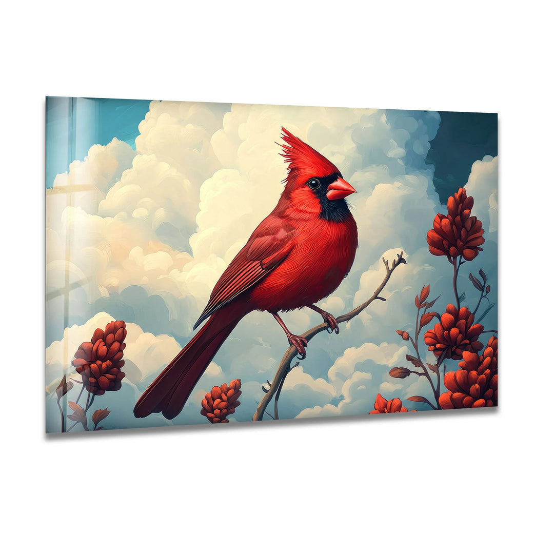 Red Beauty Goldfinch Glass Wall Art Glass Printing Wall Art, Print photos on glass