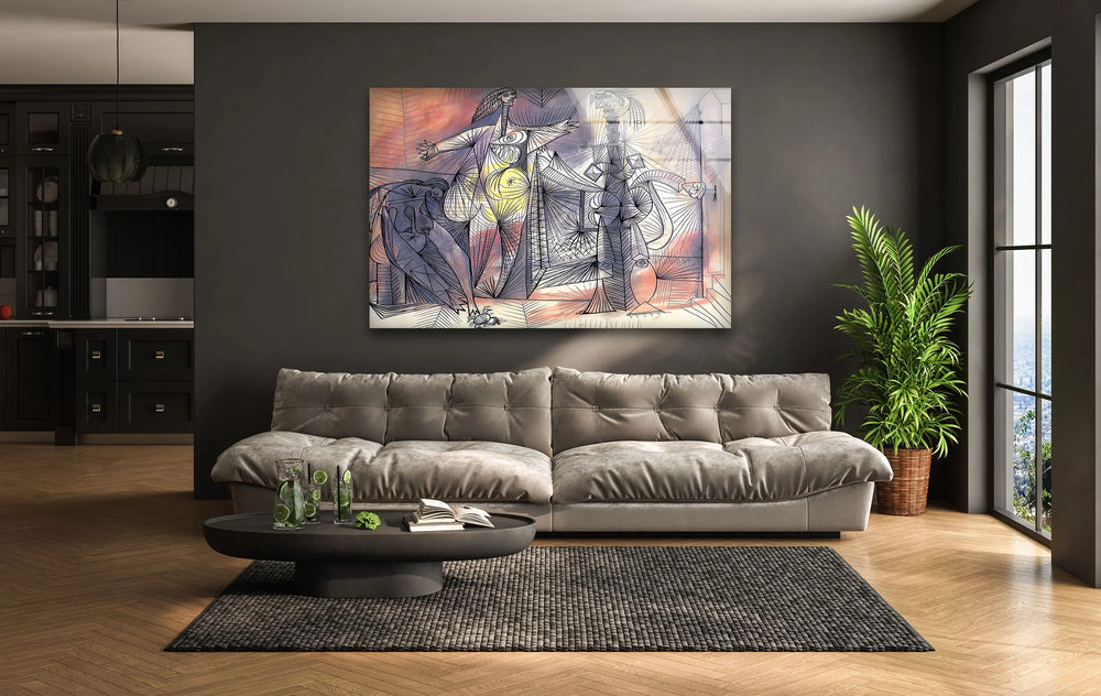 Bathers With Crab by Pablo Picasso Glass Wall Art - MyPhotoStation