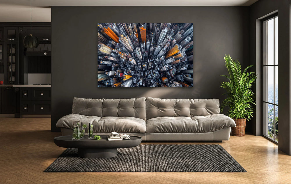 Birds Eye City View Glass Wall Art glass art painting, glass art for the Wall