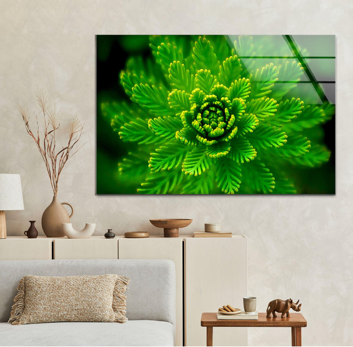 Green Botanical Glass Wall Art, Glass Printing Wall Art, Print photos on glass
