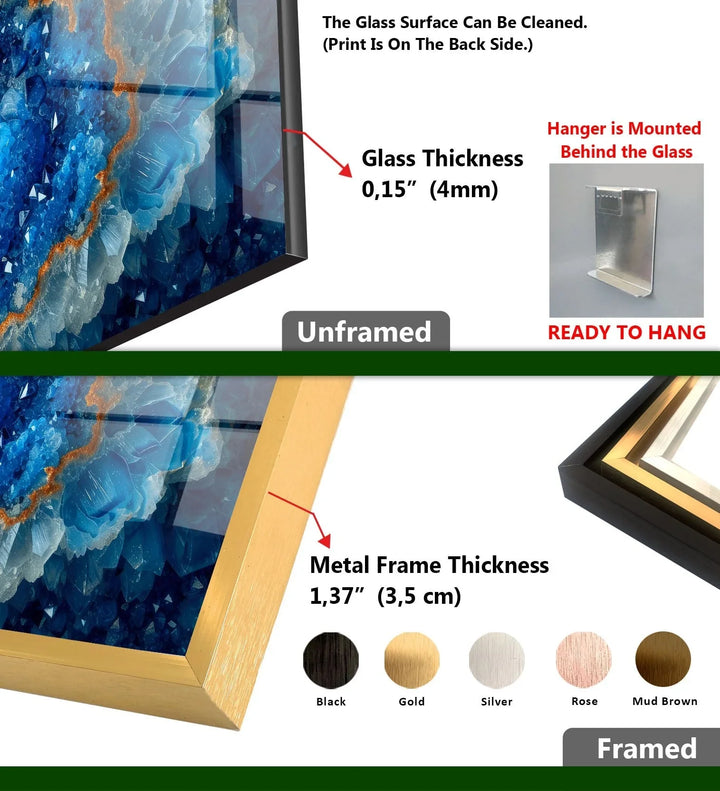 Marble Grain The Shades of Blue Glass Wall Art - MyPhotoStation
