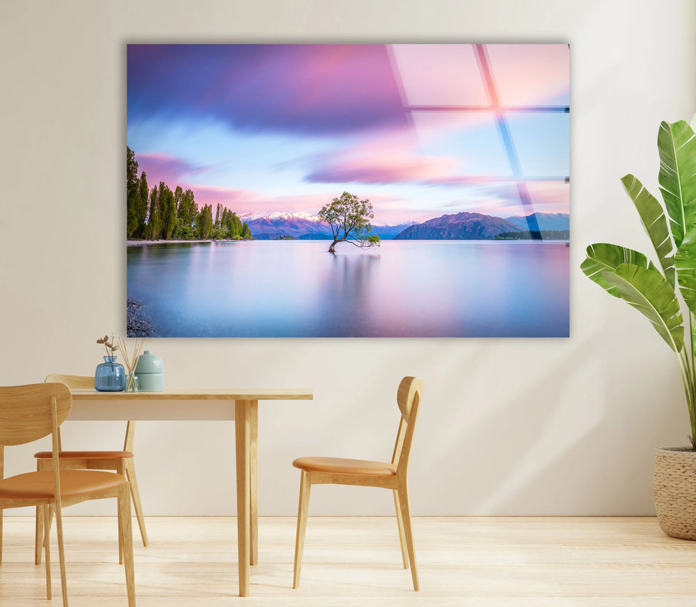 Lake Tree Landscape Wall Art – Serene Nature Scene Glass Print - MyPhotoStation