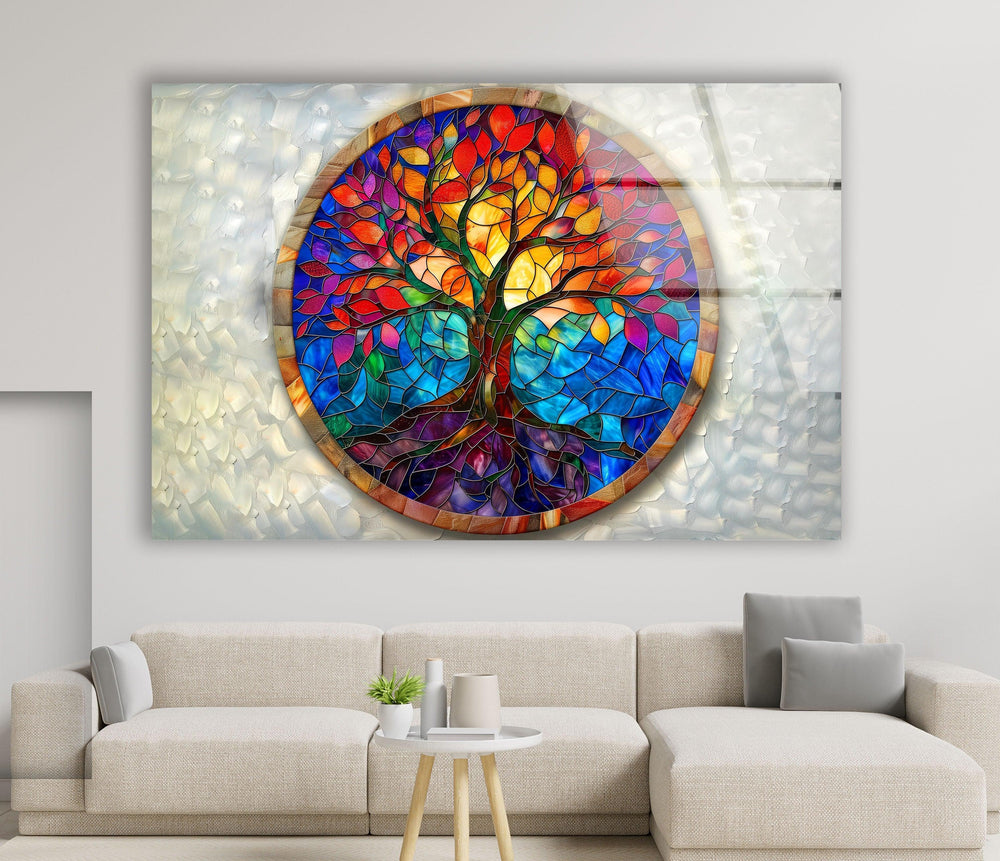 Red & Blue Tree of Life Art Glass Wall Art Glass Printing Wall Art, Print photos on glass