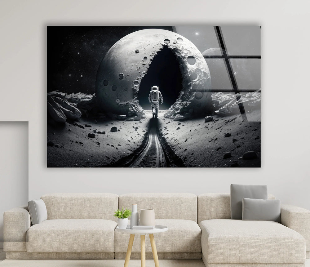 Astronaut Moonwalk Wall Art – Surreal Space Glass Print - MyPhotoStation