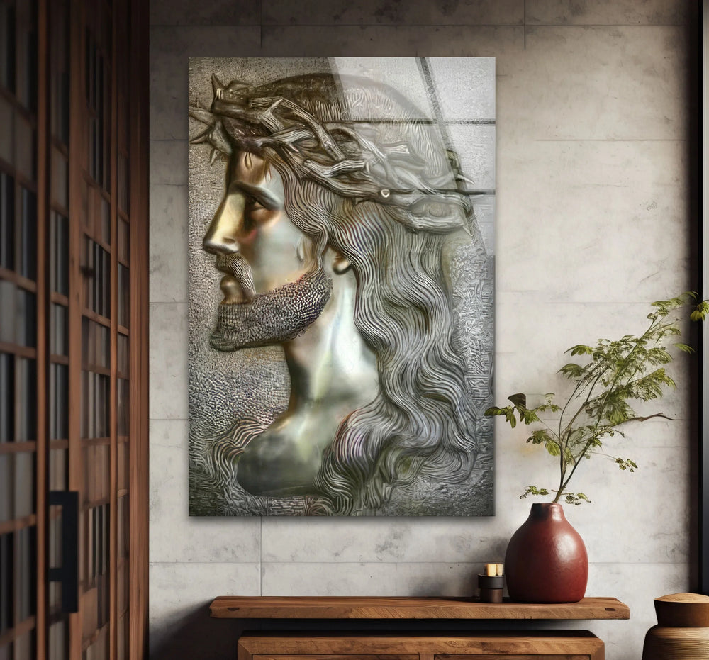 Portrait of Jesus Glass Wall Art Glass Printing Wall Art, Print photos on glass
