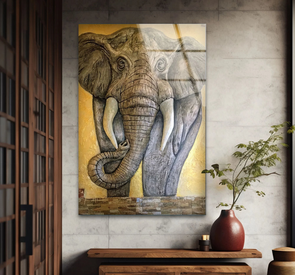 Stones Elephant Glass Wall Art glass wall decor, glass wall art decor