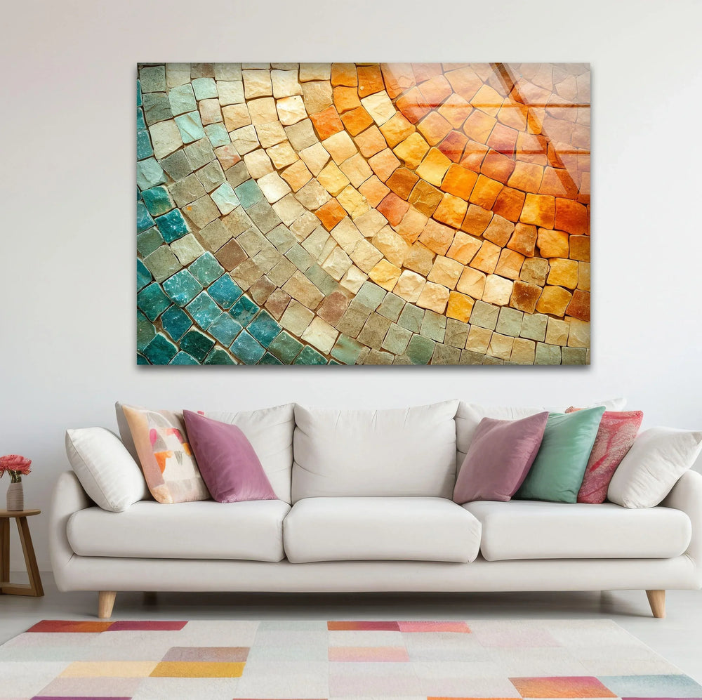 Orange & Beige Stones Glass Wall Art glass wall decor, glass wall art decor