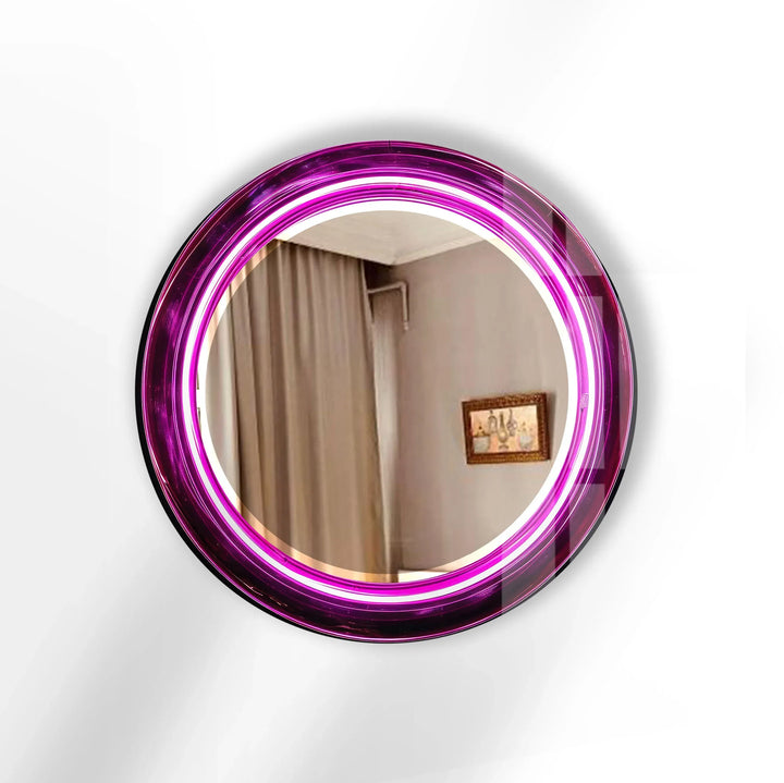 Purple Swirl Round Glass Mirror – Bold Accent for Modern Interiors - MyPhotoStation