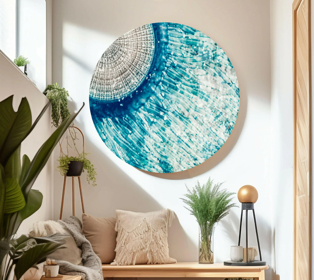 Blue Button Jellyfish Glass Wall Art - MyPhotoStation