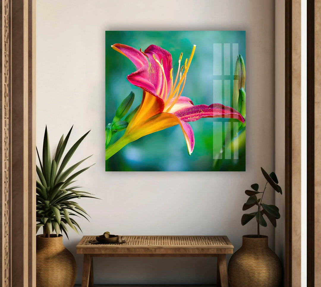 Lilies Closeup Flower Glass Wall Art, art glass wall art, glass wall art pictures