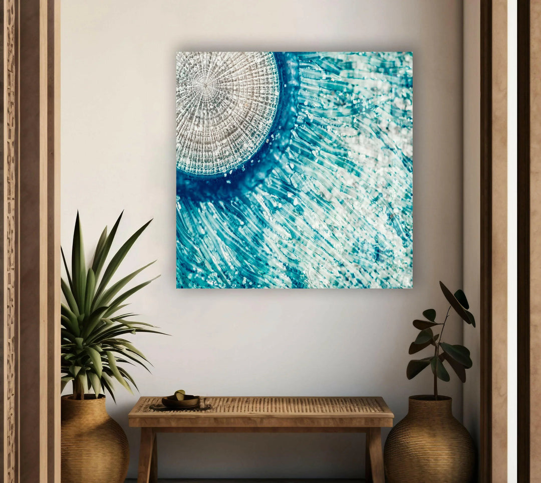 Blue Button Jellyfish Glass Wall Art - MyPhotoStation