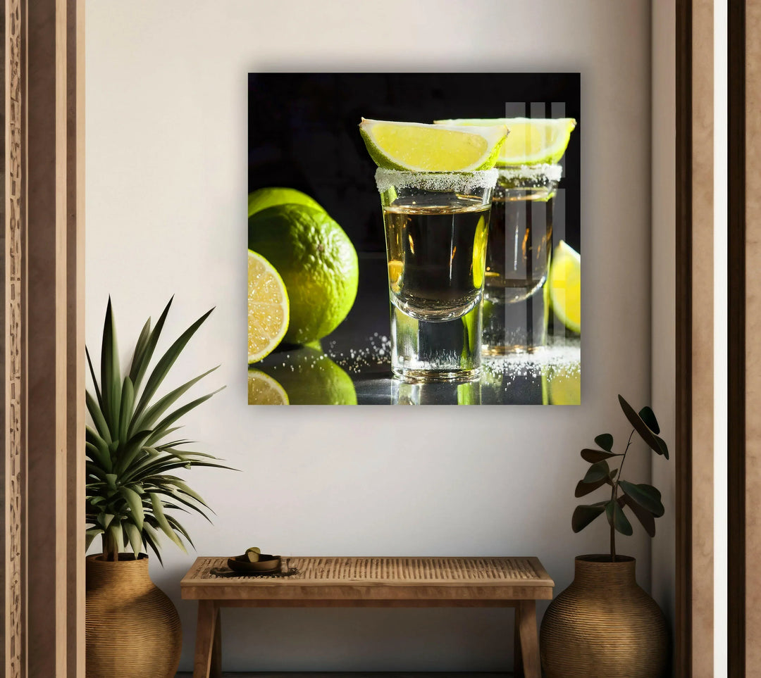 Tequila Shots Glass Wall Art, custom glass pictures, glass art prints