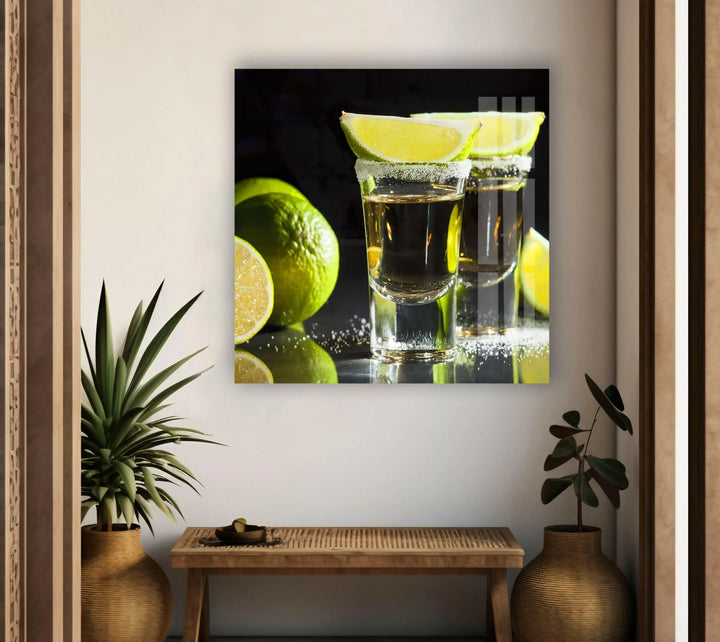 Tequila Shots Glass Wall Art, custom glass pictures, glass art prints