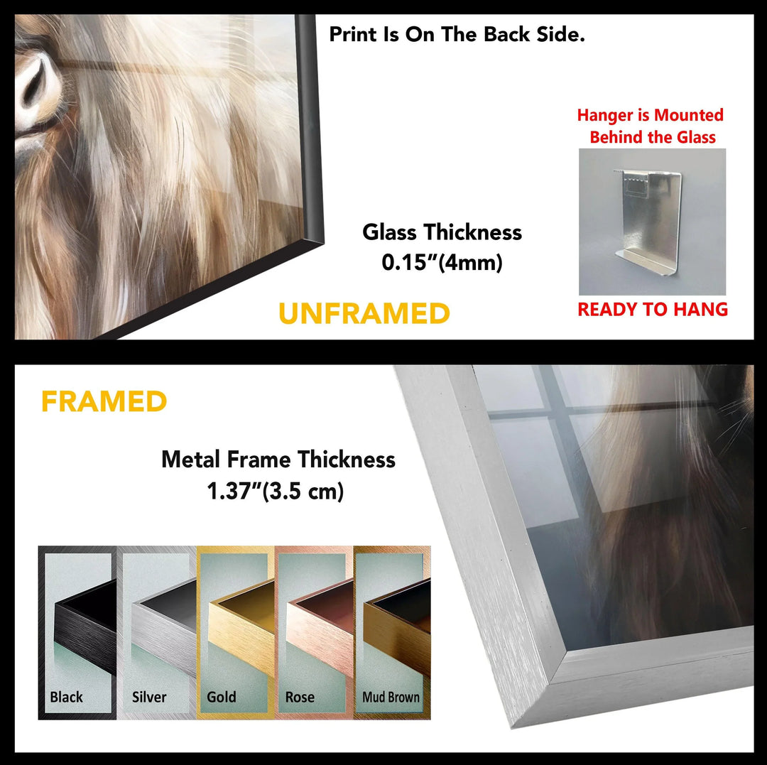 Portrait of Bull Glass Wall Art - MyPhotoStation