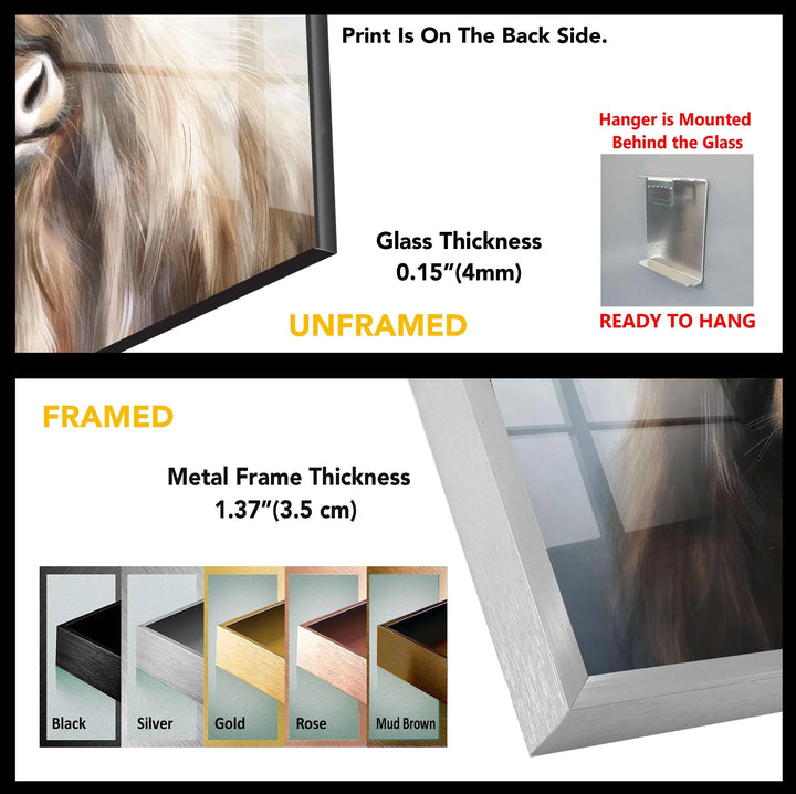 Portrait of Bull Glass Wall Art - MyPhotoStation