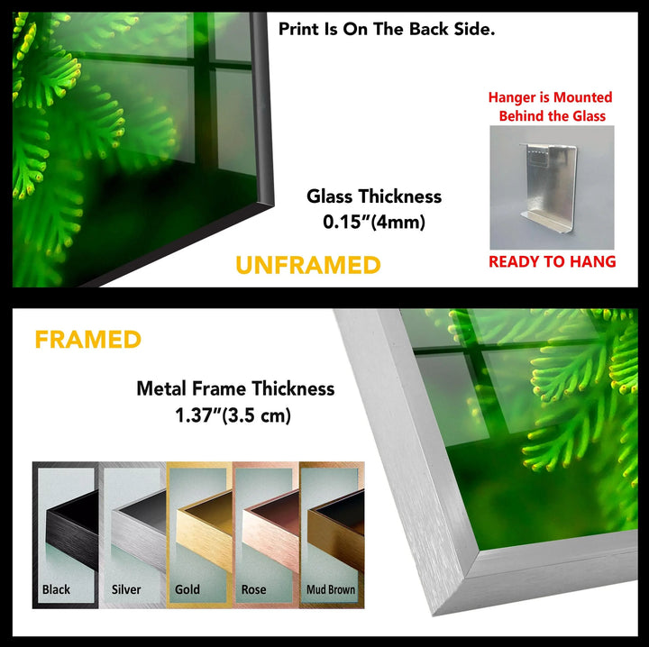 Green Botanical Glass Wall Art, custom glass photo prints, large glass prints