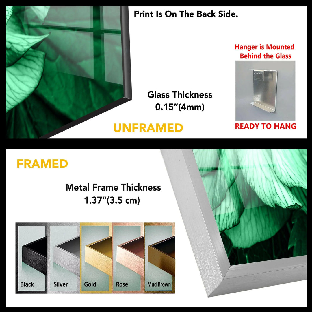 Mint Green Flower Petals Glass Wall Art, Glass Printing Wall Art, Print photos on glass