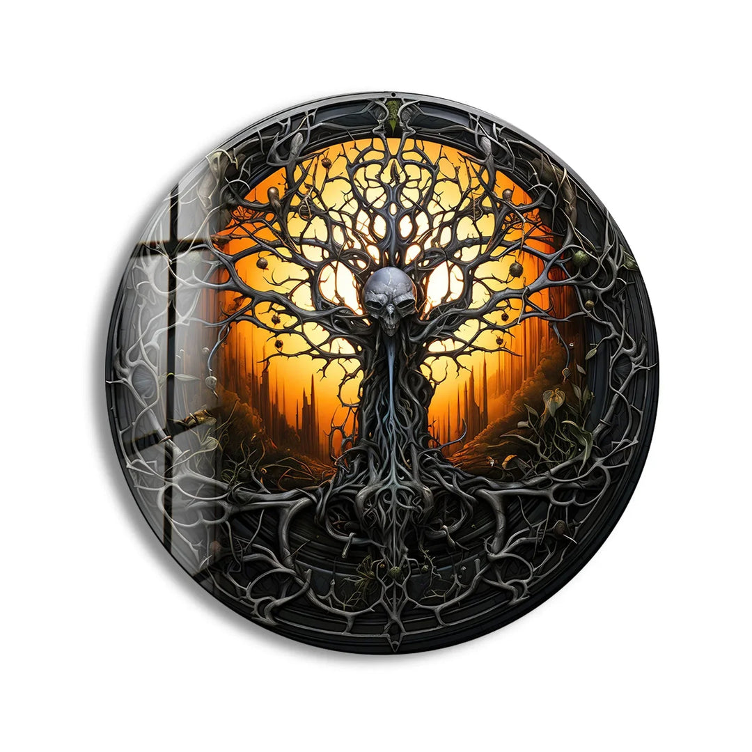 Dead Life Of Tree Round Glass Wall Art glass photo prints, glass picture prints