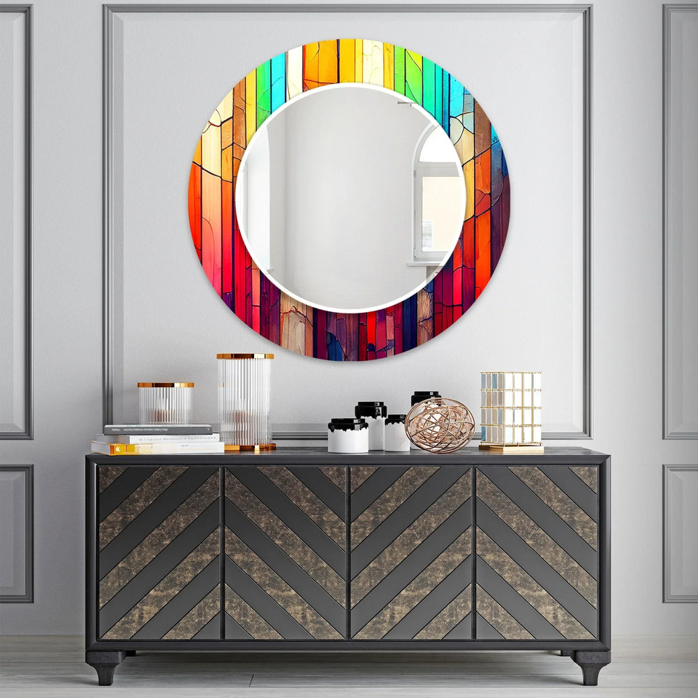 Colored Woods Wall Mirrors Bedroom Mirror