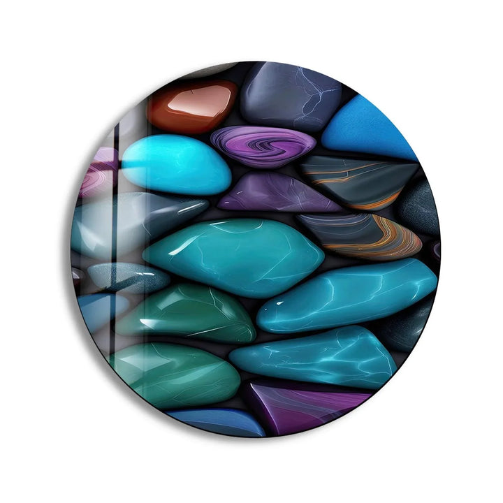 Zen Spa Colored Stones Round Glass Wall Art glass image printing, glass prints from photos