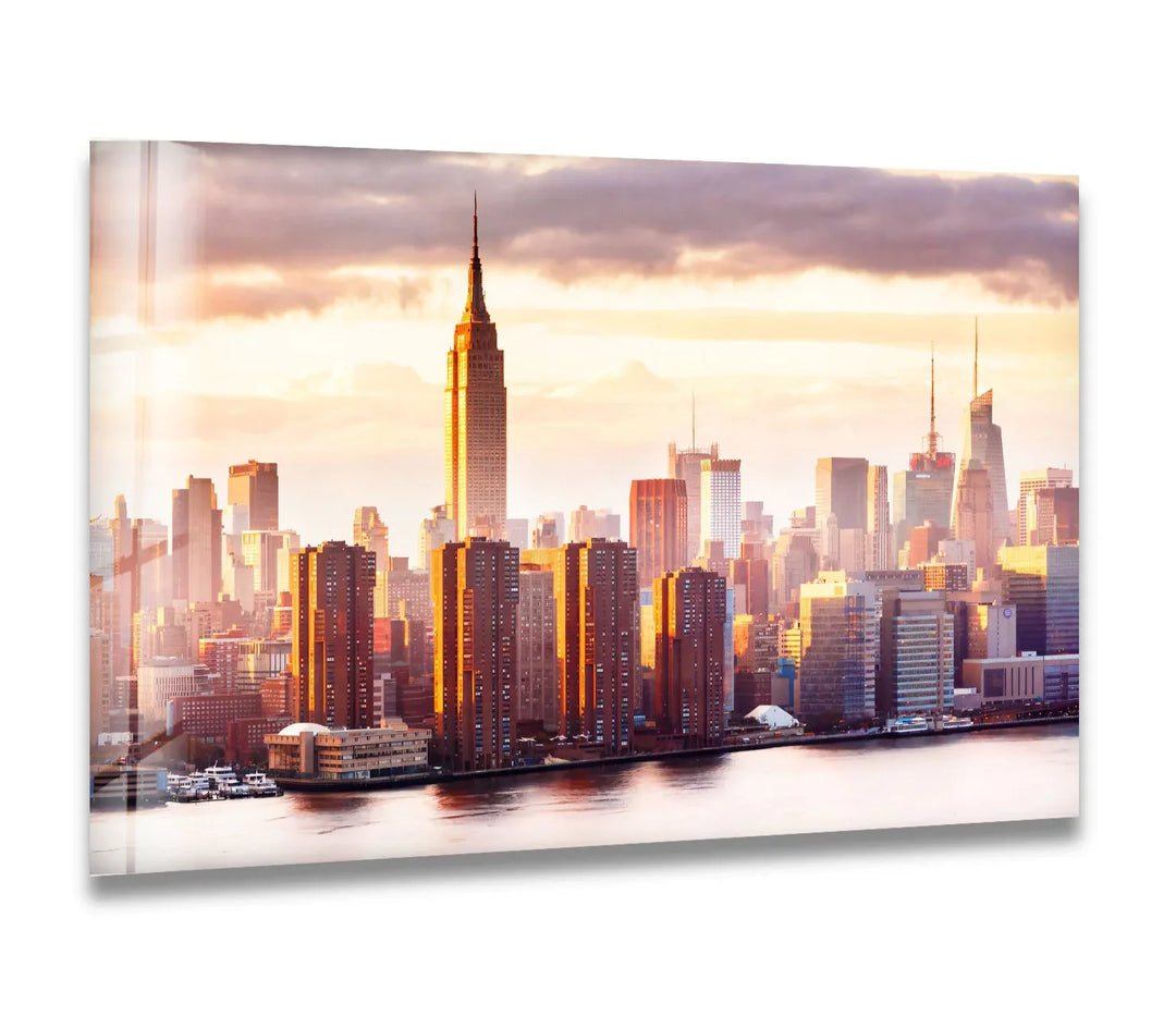 Empire State Building Glass Wall Art – Stunning NYC Skyline at Sunset - MyPhotoStation