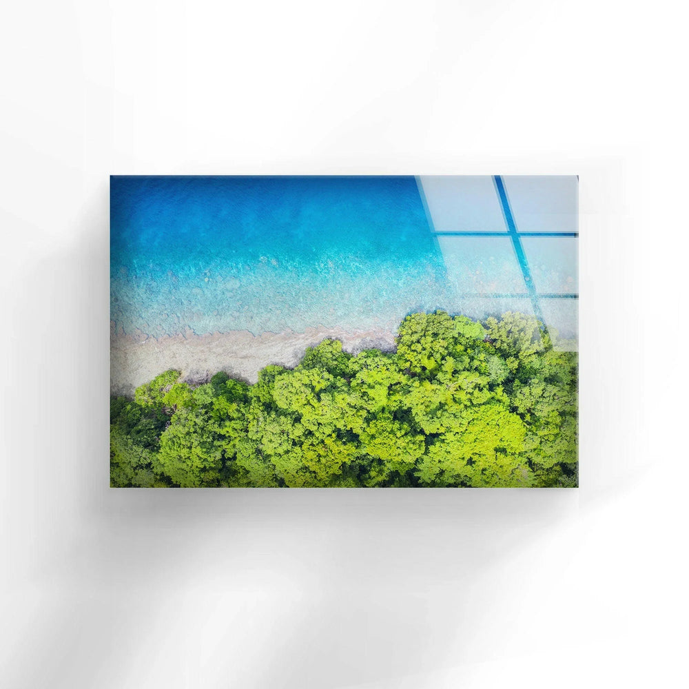 Aerial Beach and Ocean Scene – Stunning Glass Wall Art for Coastal Decor