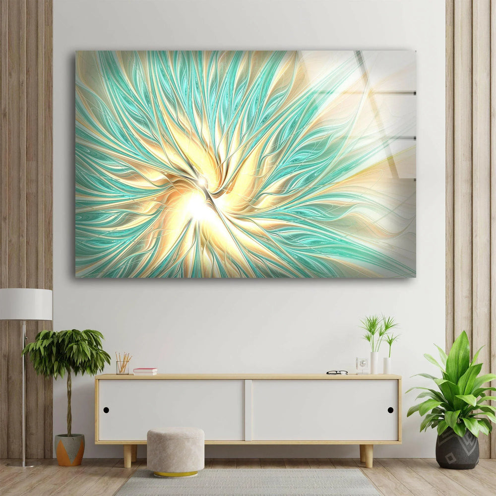 Green Fractal Artworks Modern Glass Wall Art