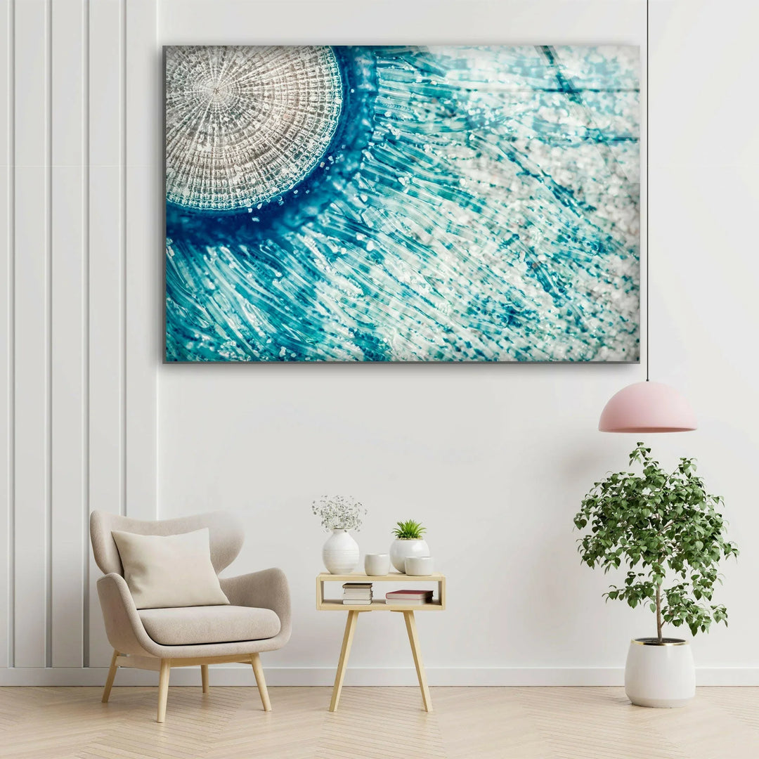 Blue Button Jellyfish Glass Wall Art