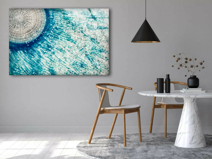 Blue Button Jellyfish Glass Wall Art Printing for Home