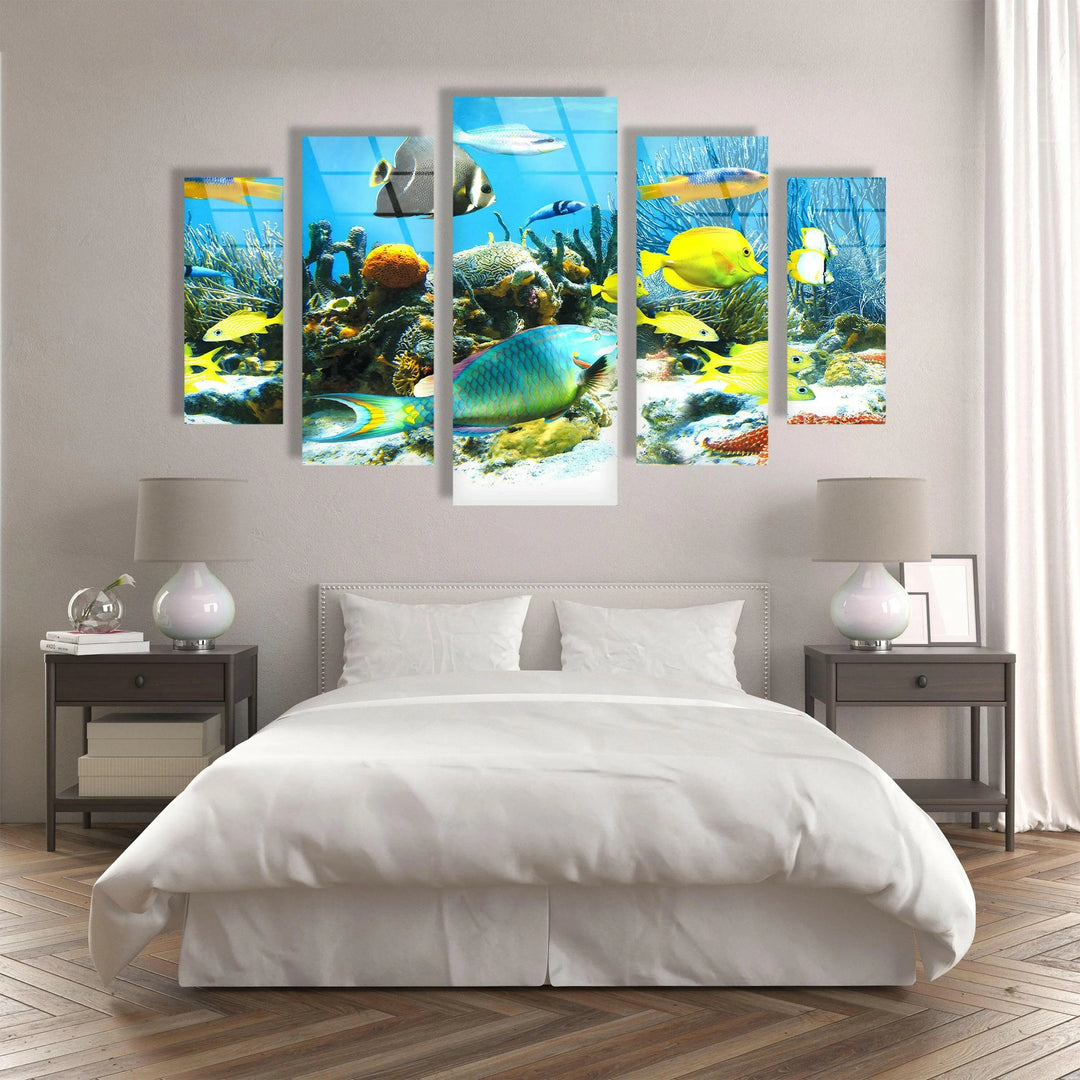 Underwater World Animal Glass Wall Art, art glass wall art, glass wall art pictures